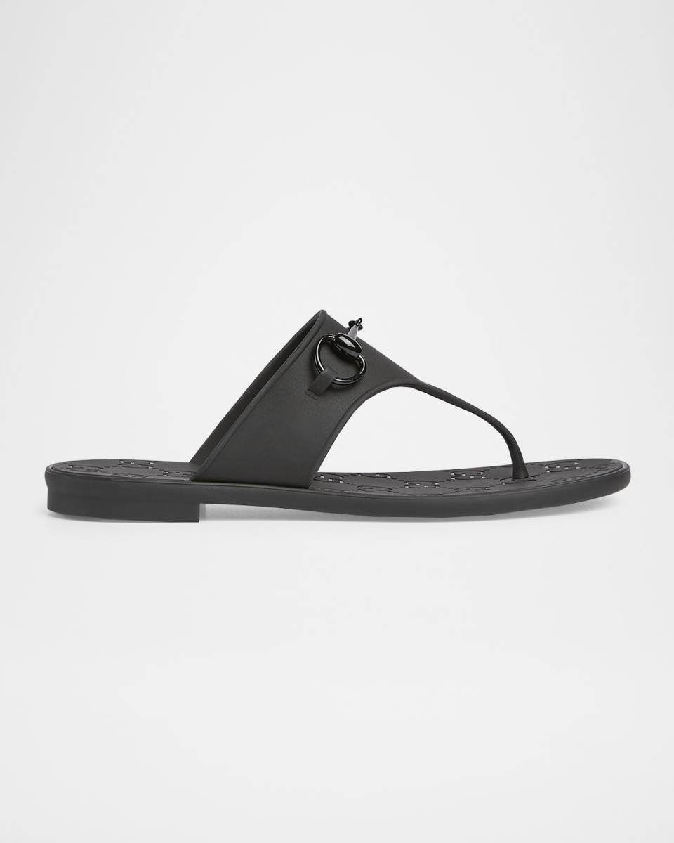 Rubber Horsebit Thong Slide Sandals